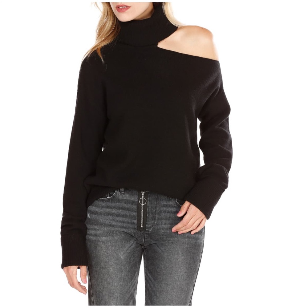 NWT PAIGE Raundi Cut Out Shoulder Sweater Black,XS